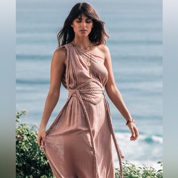 AYA Sacred Wear — One Shoulder Dusty Pink Goddess Dress - Picture 3 of 14